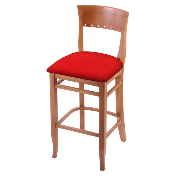 25" Counter Stool, Medium Finish, Canter Red Seat